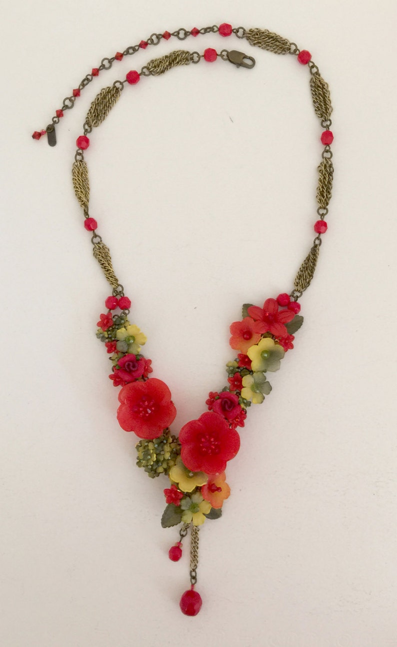PRETTY GIRL NECKLACE Hand Beaded Floral Necklace by Colleen Etsy