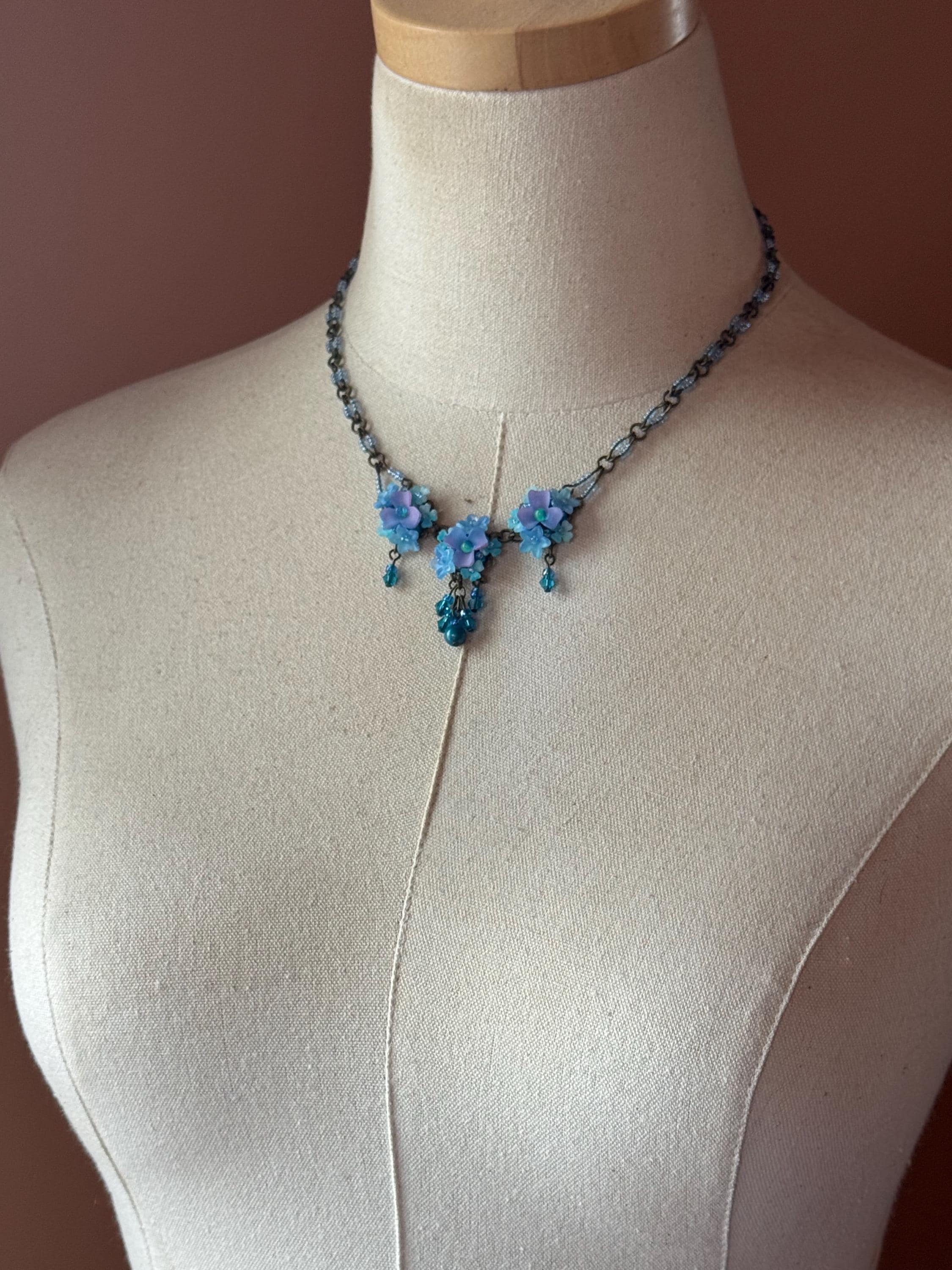 Colleen Toland Periwinkle Purple Turquoise Blue Necklace Handmade