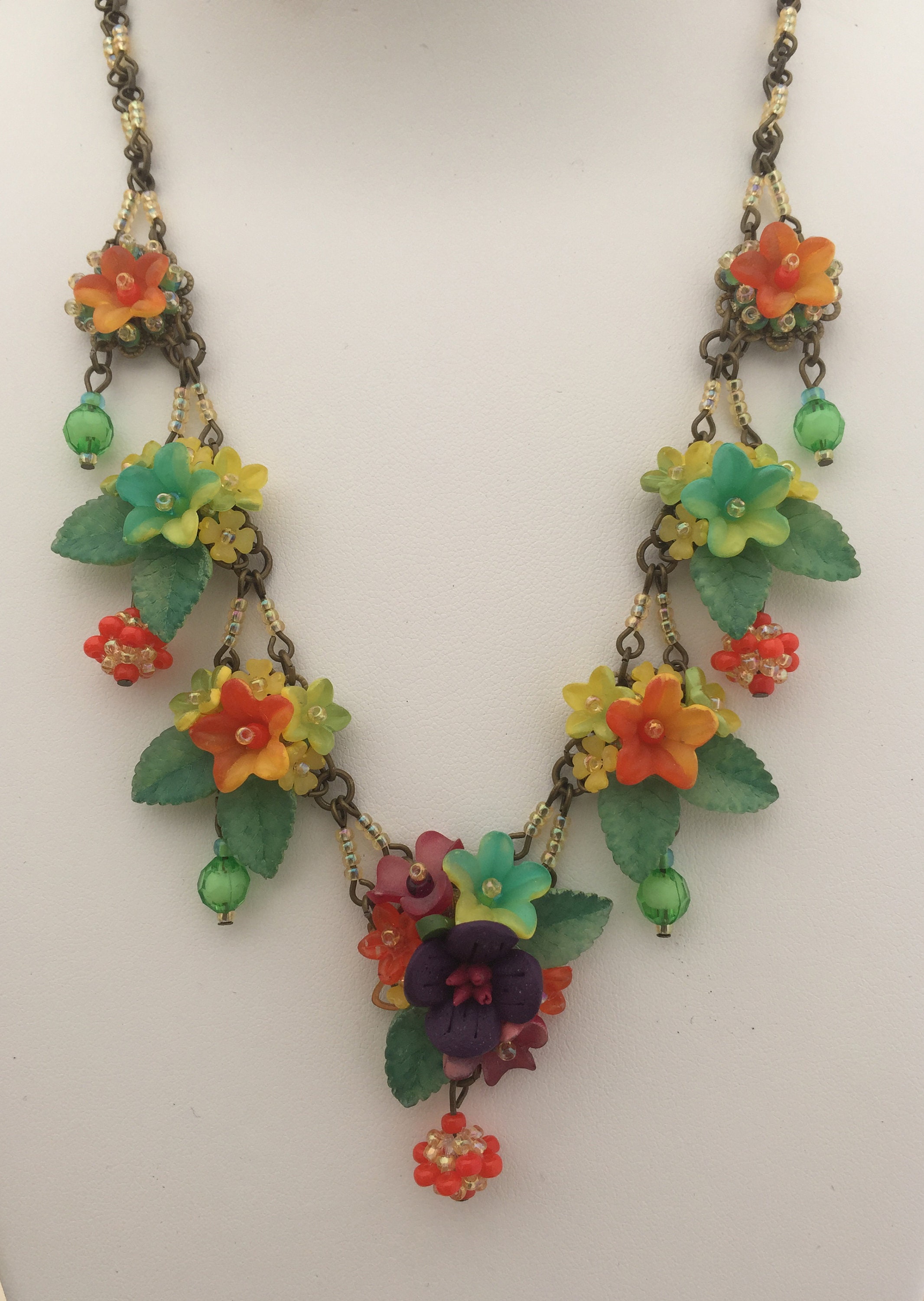 STUNNING MULTI COLOR Necklace Hand Beaded by Designer Colleen - Etsy