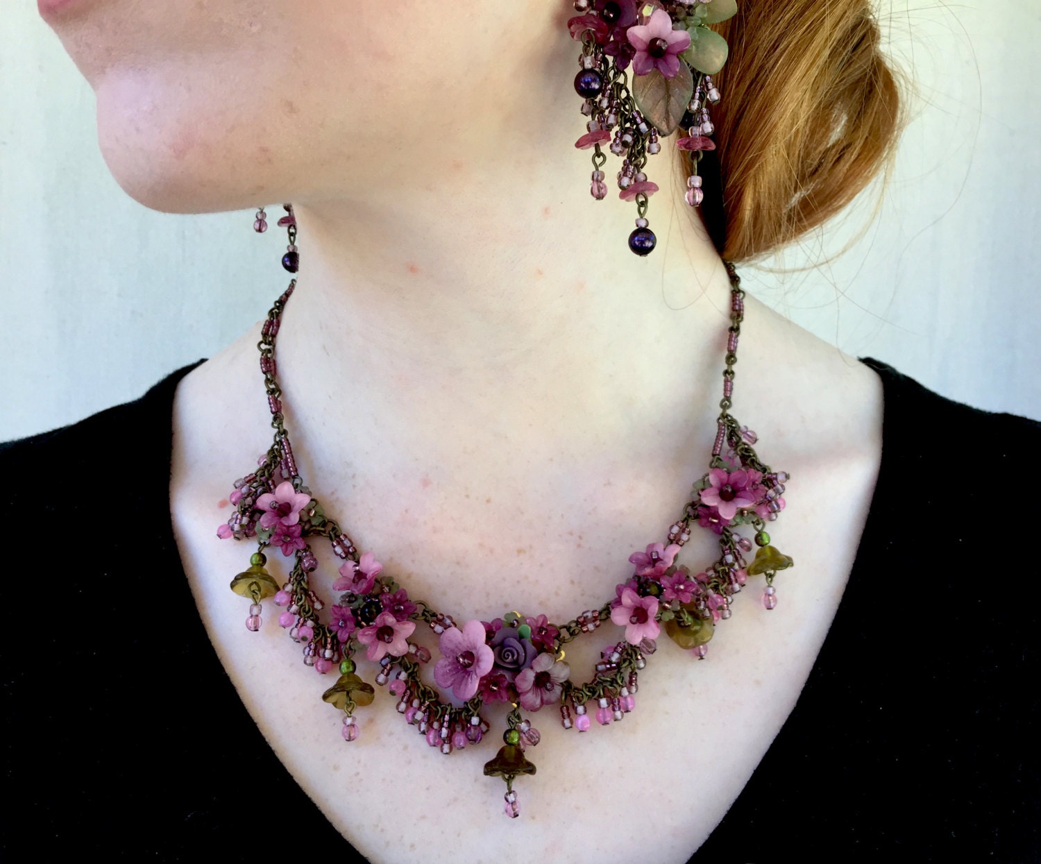 美品 コリーントランド 豪華ネックレス ハンドメイド パープル