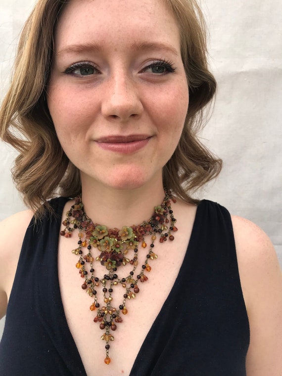 STUNNING STATEMENT Choker/bib Necklace in Beautiful Fall Colors