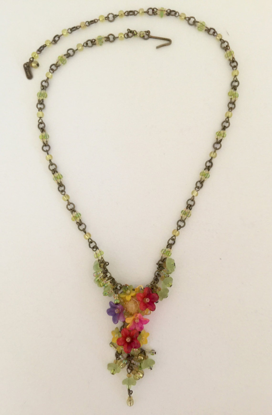 FIESTA PENDANT FLOWER Necklace Vintage Inspired Hand Beaded - Etsy