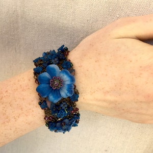 NAVY BLUE BRACELET Handbeaded Vintage Inspired Jewelry by Designer Colleen Toland