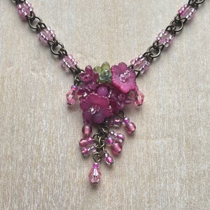 Colleen Toland Carmine Handbeaded Floral Pendant Necklace in - Etsy