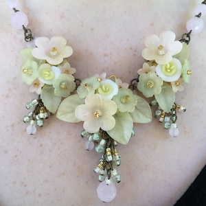 ROSE WATER HANDBEADED Necklace, Vintage Inspired Designed By Colleen Toland