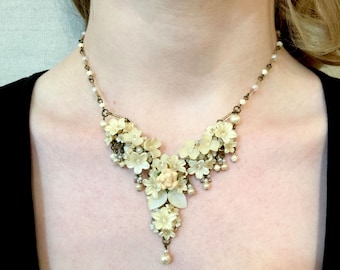 PARCHMENT VEE NECKLACE Handmade by Vintage Jewelry Designer Colleen Toland