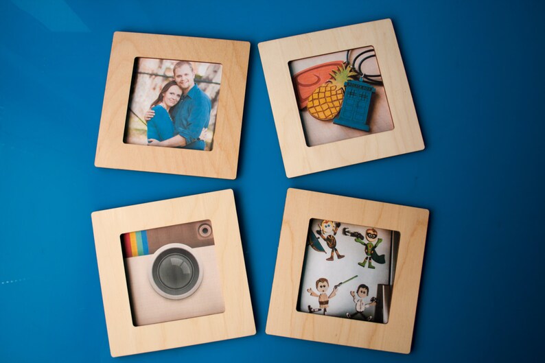 Square Magnetic Wood 4x4 Photo Frame Display Instagram Image 0