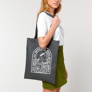 Thy Grace All-Sufficient - Grey Tote Bag | Faith-Inspired & Practical | Everyday Bag | Great Christian Gift
