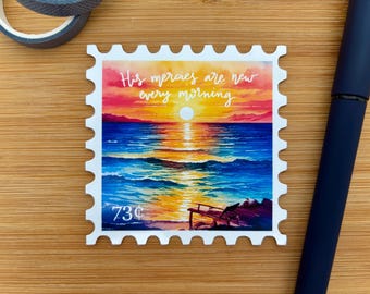Christlicher Aufkleber: Sonnenaufgang in der Schrift, wasserfester Vinylaufkleber