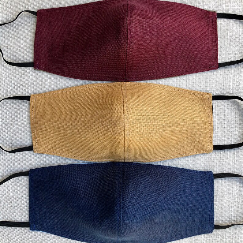 Face Mask Pure Irish Linen Reversible and Washable Etsy UK