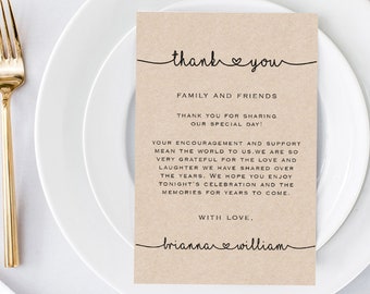 Rustic Wedding Thank You Cards Template - Printable Editable Thank You Cards - Table Thank You Cards - Thank You Sign - TEMPLETT - Brianna