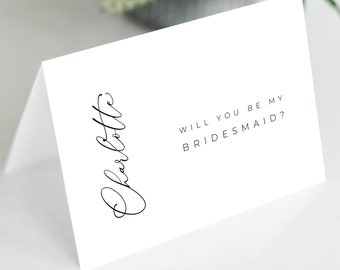 Will You Be My Bridesmaid Card Printable Template, Minimalist Bridesmaid Proposal Card 100% Editable Instant Download #028
