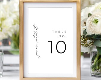 Minimalist Wedding Table Numbers Template, Printable Table Number Cards, Modern Wedding Table Name Cards, 100% Editable #028