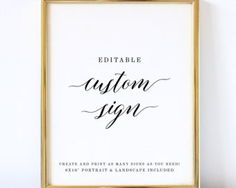 Classic Wedding Sign Template, Printable Minimalist Calligraphy Custom Wedding Sign Template, Create Your Own Signs #025