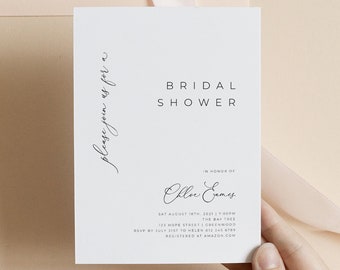 Minimalist Bridal Shower Invitation Template, Modern Bridal Shower Invite, Couple's Shower Invitation, 100% Editable Instant Download #028
