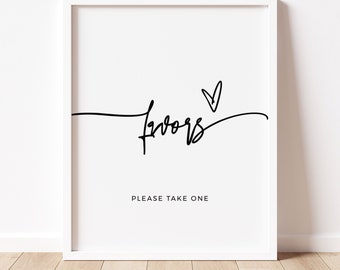 Favors Please Take One Sign Printable, Minimalist Baby Shower Favors Sign Template, Editable Modern Bridal Shower Favors Signage #050