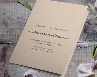 Printable Wedding Program Template - Folded Wedding Program - Rustic Wedding Program - Order of Service Template - TEMPLETT - Brianna