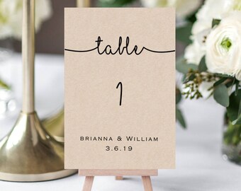 Printable Table Numbers Template - Wedding Table Number Card - Editable Table Number Cards - Tent Table Numbers - TEMPLETT - Brianna