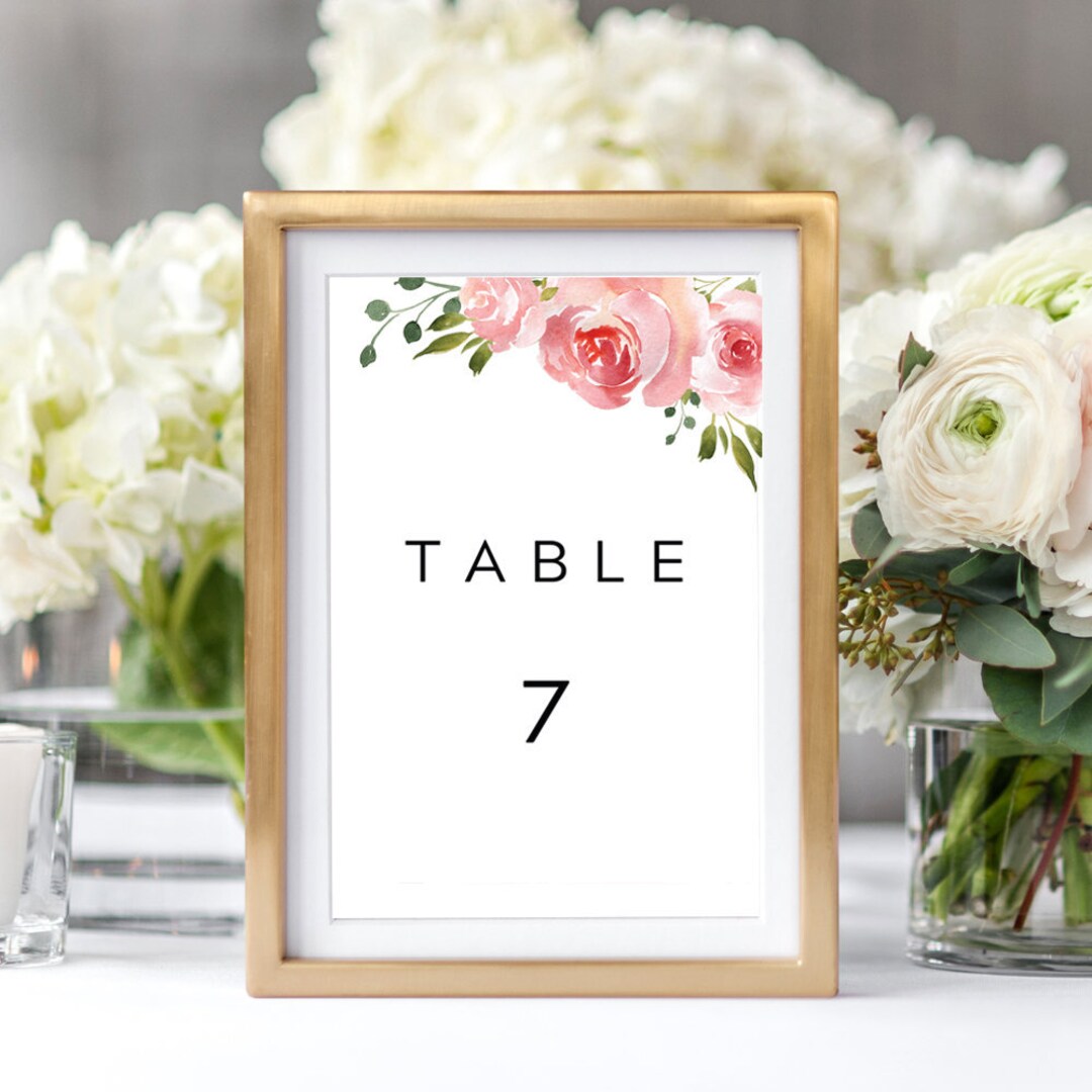 Floral Table Numbers Printable Wedding Table Numbers - Etsy