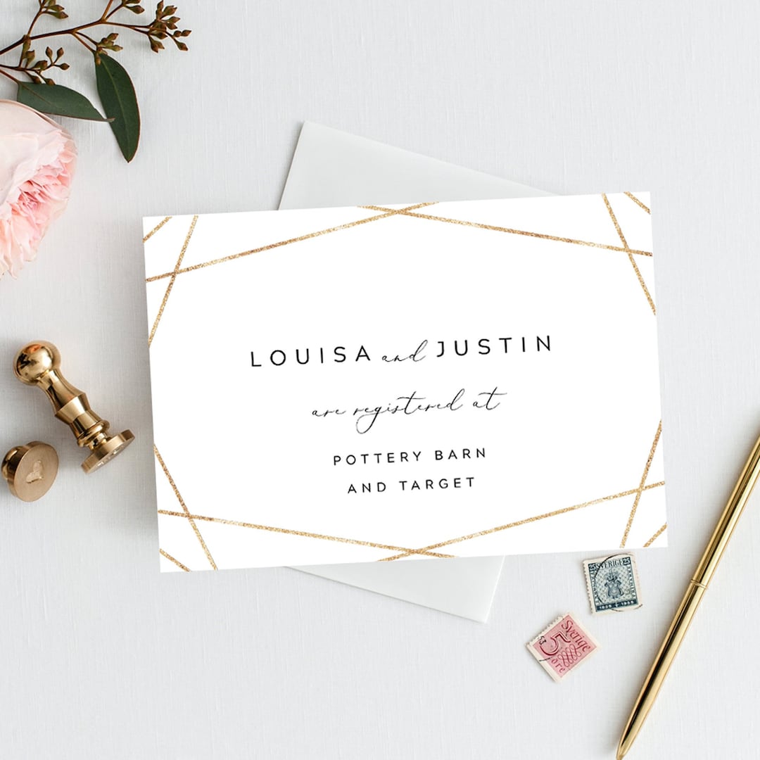 Printable Wedding Registry Card Template Wedding List Card Geometric Invitation Enclosure ...