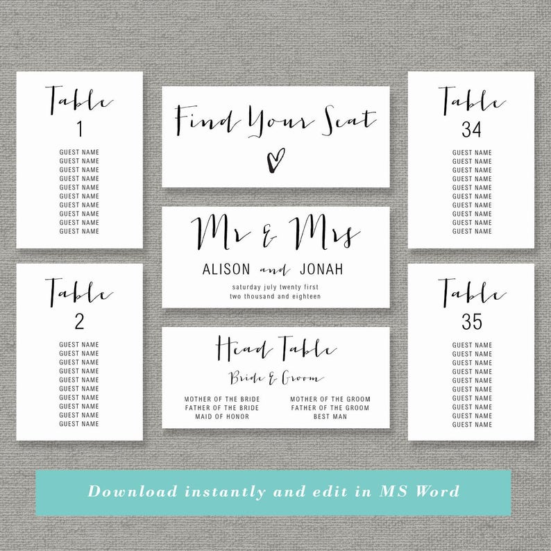 Best Font For Wedding Seating Chart