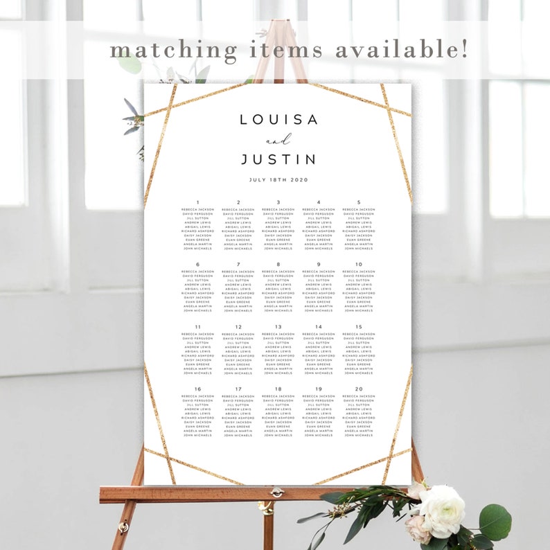 Geometric Wedding Escort Card Printable Template Printable - Etsy