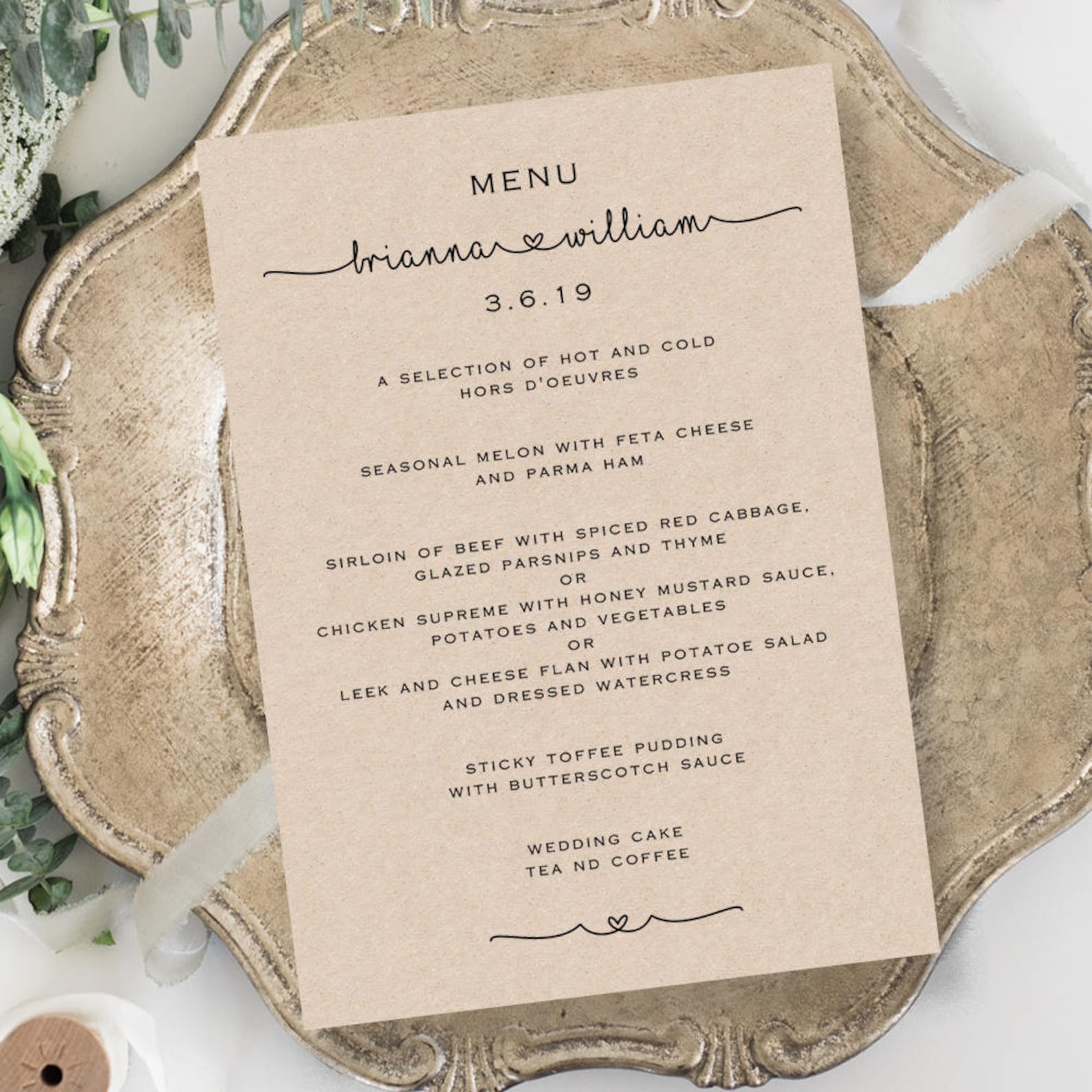 Rustic Wedding Menu Template Printable Wedding Menu Print Etsy