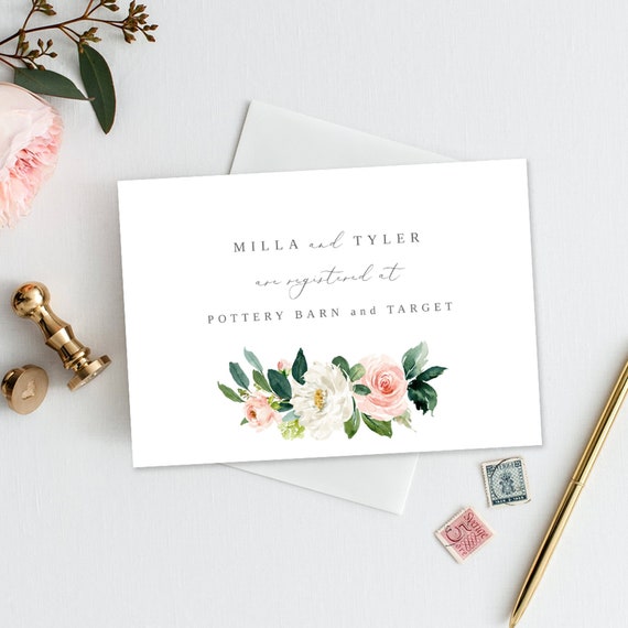 Registry Card For Wedding Blush Floral Printable Gift List Etsy