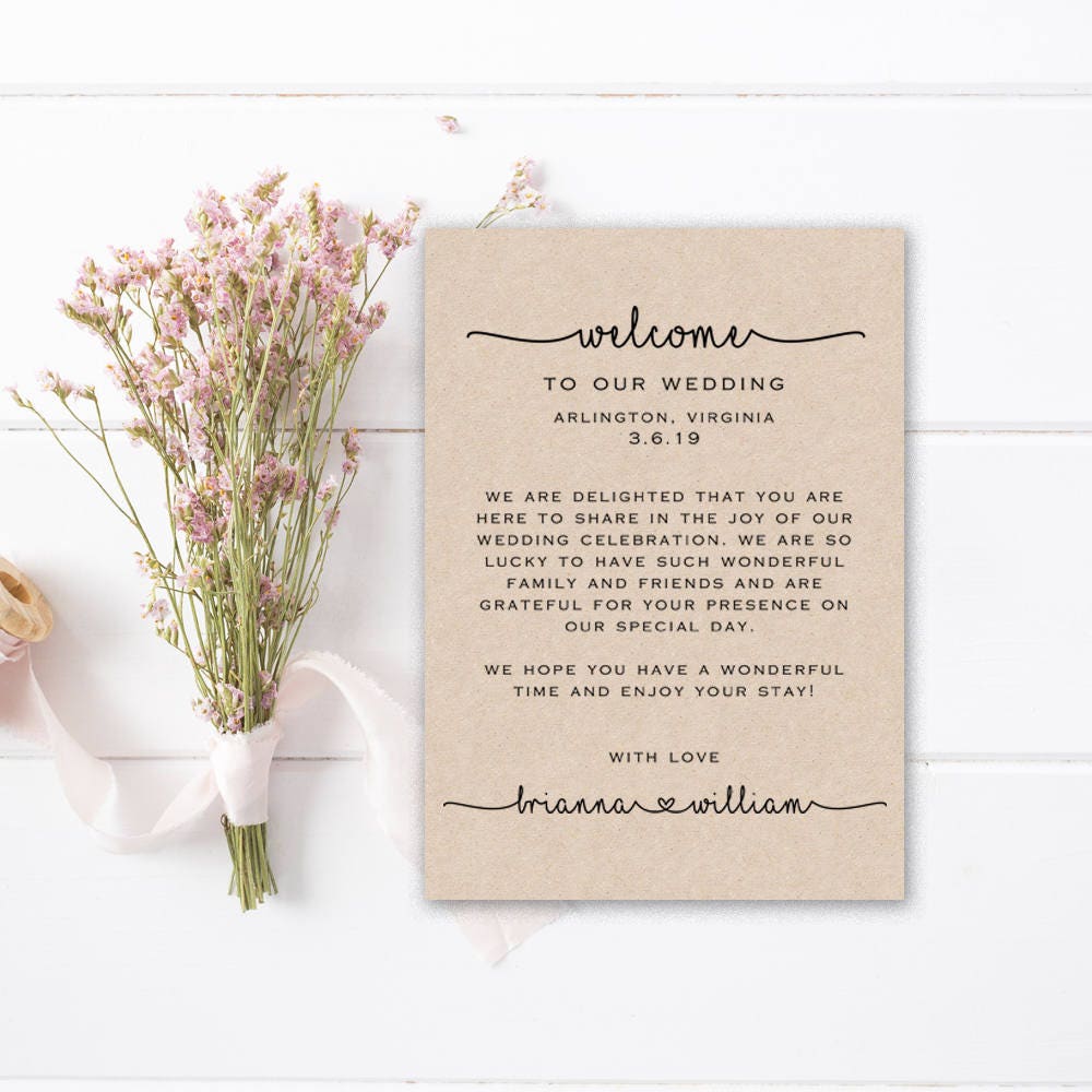Wedding Bag Note Template Printable Bag Etsy