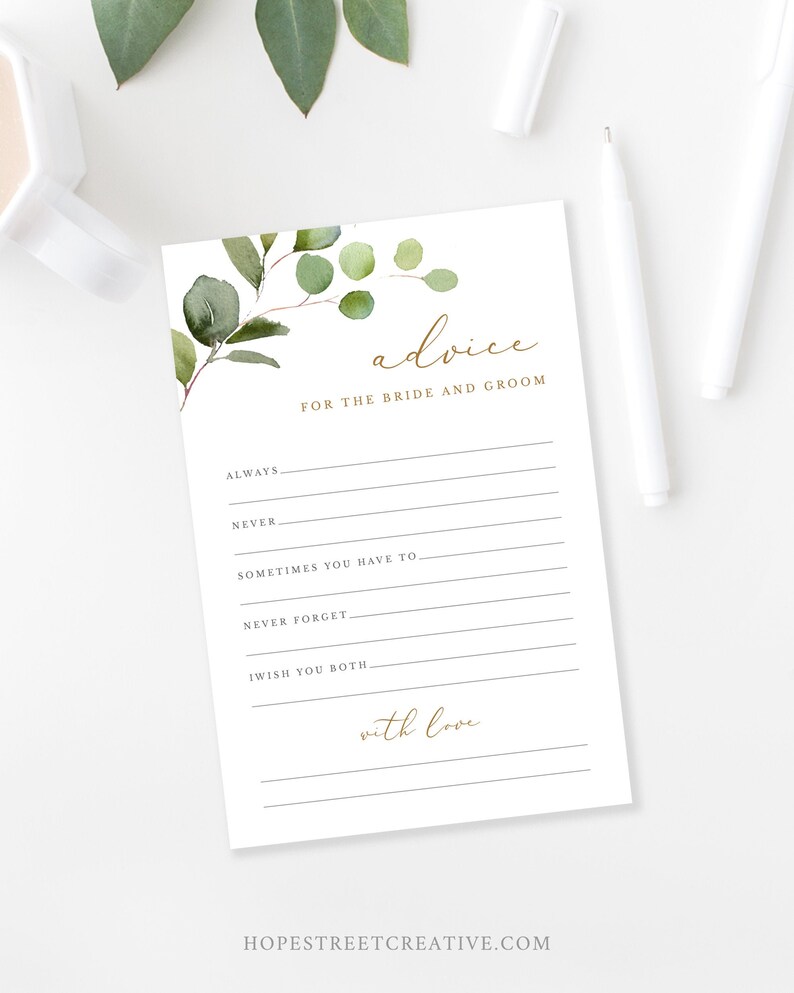 Advice for the Bride and Groom Card Template Printable - Etsy