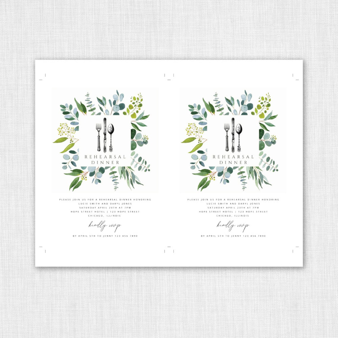 Rehearsal Dinner Template Printable Wedding Rehearsal Dinner - Etsy