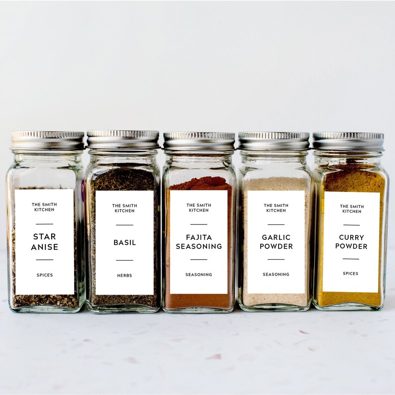 Spice Jar Label Template Printable Herb Spice and Seasoning Etsy