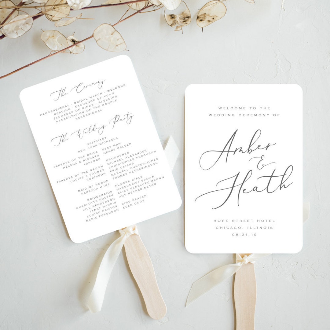 Wedding Fan Template Printable Wedding Program Fan Template - Etsy