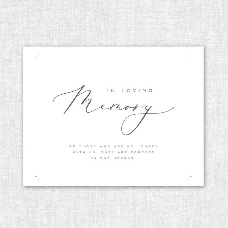 Wedding Memory Table Printable Sign in Loving Memory Sign Etsy
