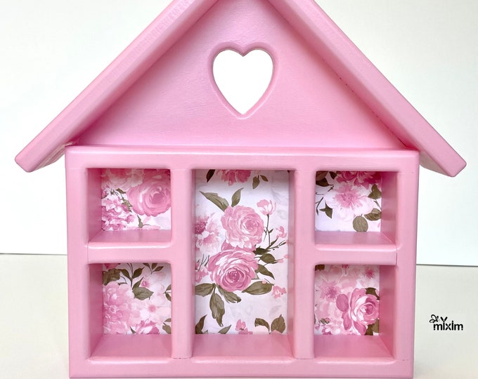 Rosy Pink Wood Shadow Box, Pink Wall Accent, Pink Wall Hanging Shelf ...