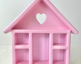 Rosy Pink Shadow Box, Nursery Wall Decor, Girls Room Accent, Pretty Pink wall shelf, Figurines Display Shelf, Crystal Display shelf