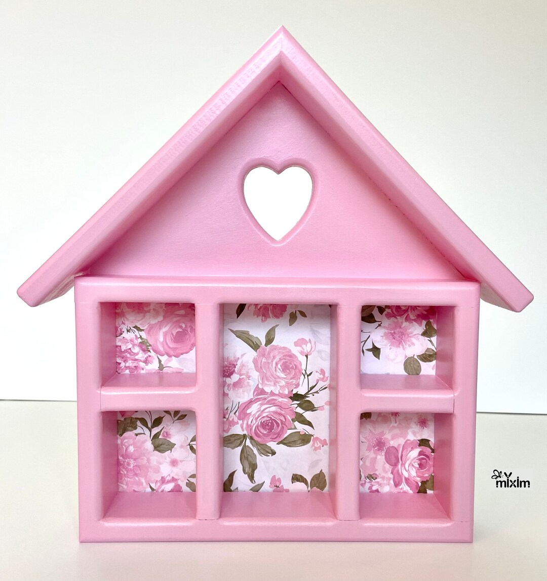 Pink Wood Shadow Box, Pink Wall Accent, Pink Wall Hanging Shelf, Pink
