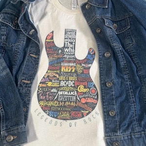 Leyendas del Rock/Camiseta/Color natural/Camiseta con estilo vintage