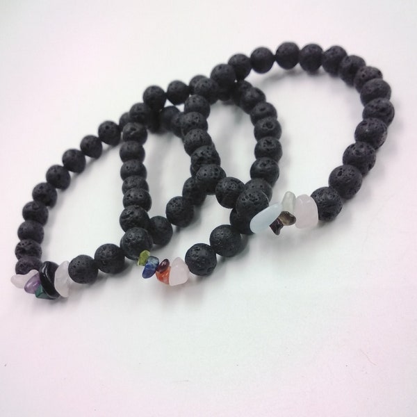 Manifestation Mala Bracelet : Chip-beads & Lava Stone