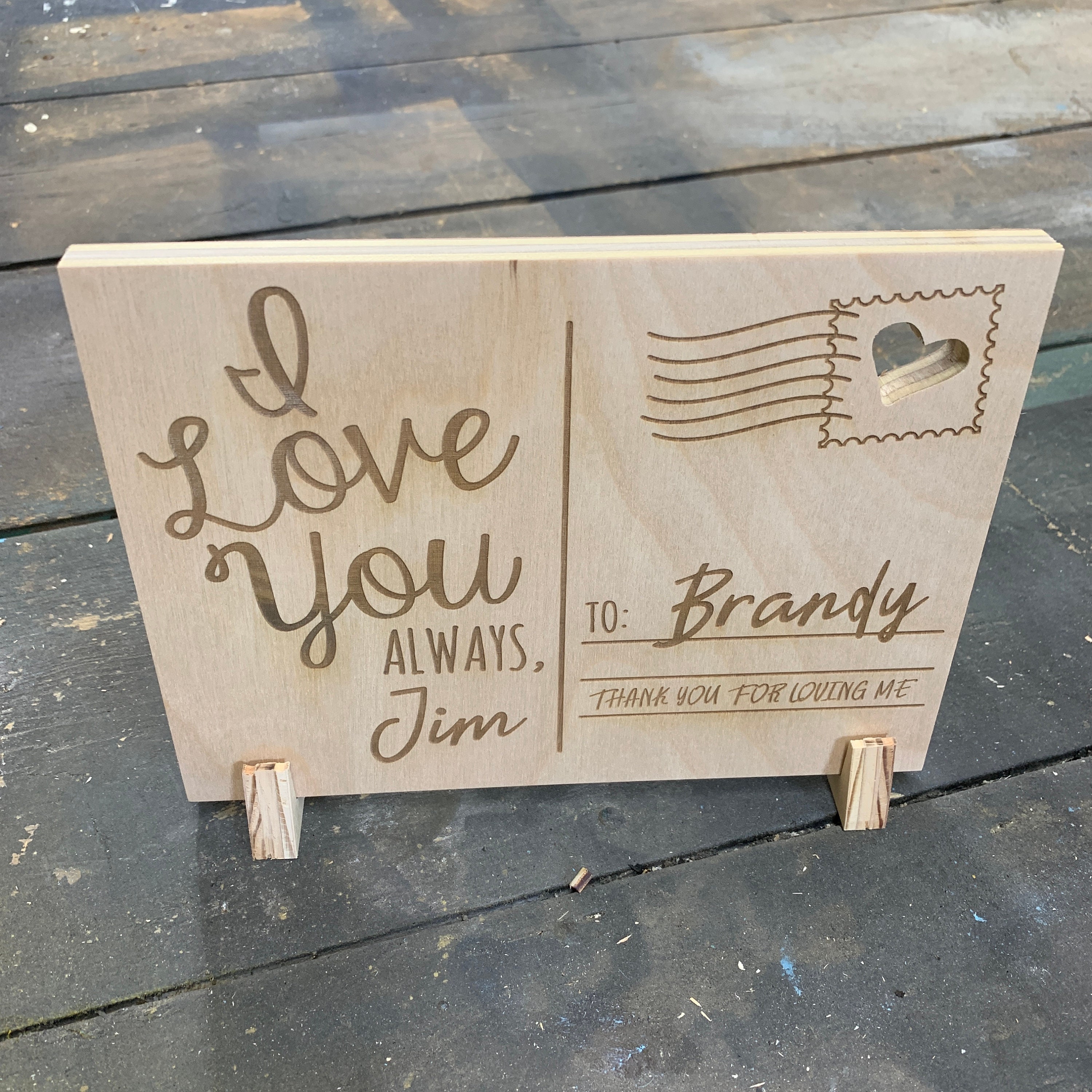 Personalized Wooden Postcard With Stand and NOW PHOTO Etsy