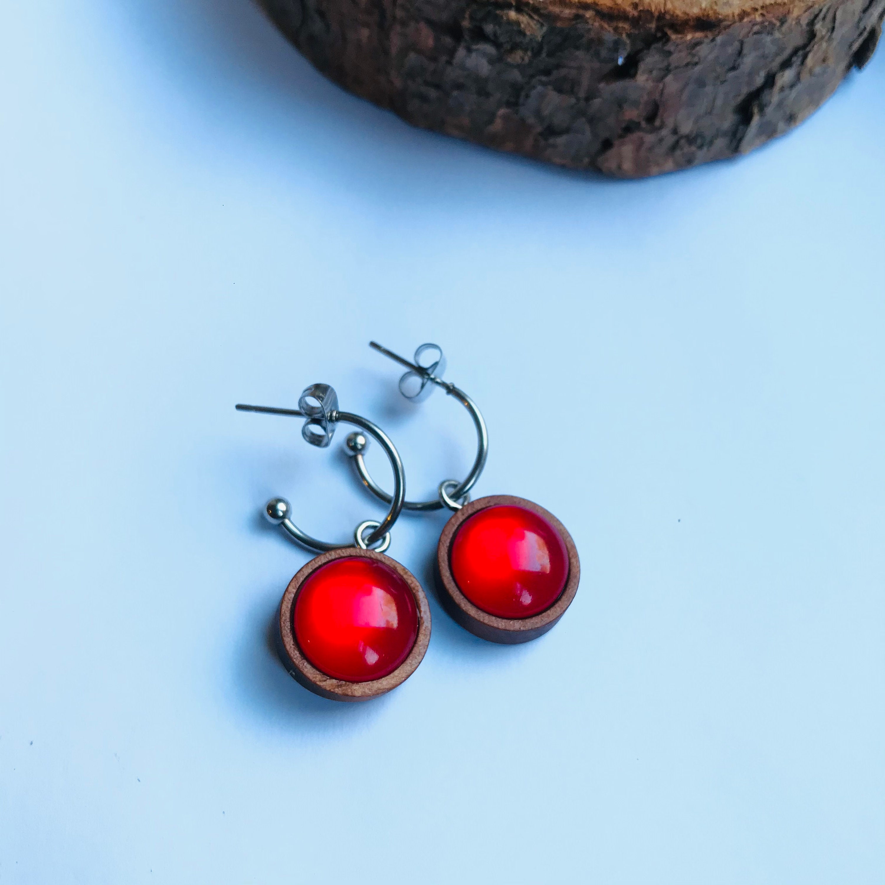 Balacoo Ahornblatt Ohrstecker Damen - Rote Herbst Ohrringe 4,1cm