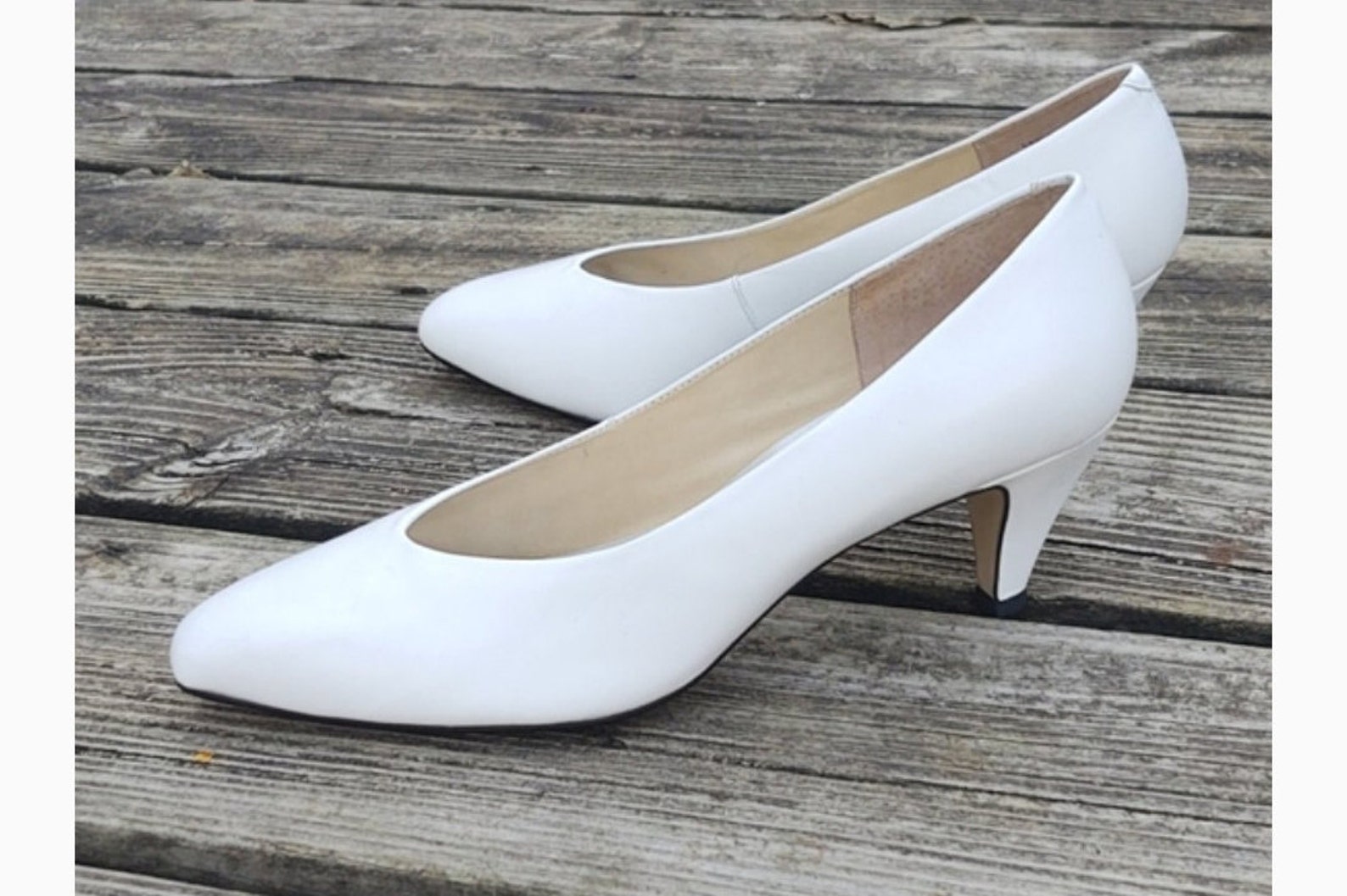 trendy white pumps