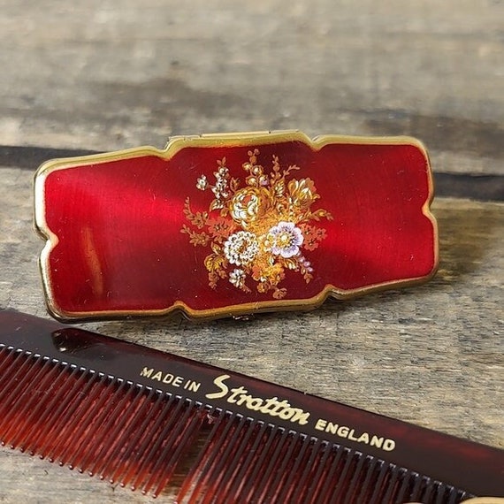 Vintage Lipstick Case Holder Heart Mirror Comb Novelty Vanity —