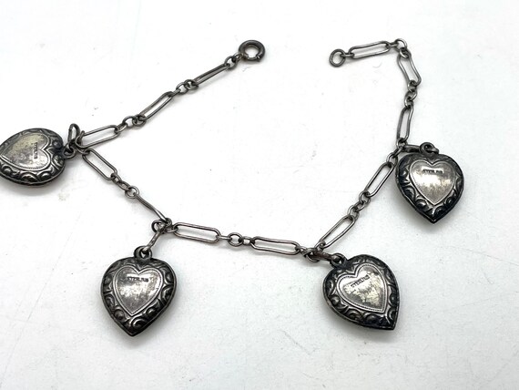 Antique Sweetheart Bracelet 925 Sterling Silver H… - image 7