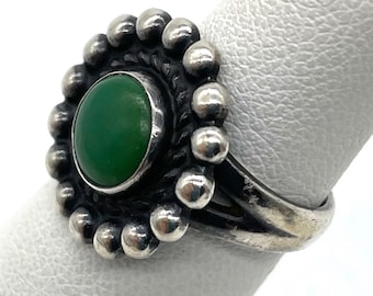 Harvey Era Green Turquoise Pinky Ring Midi 925 Sterling Silver Size 4.25 Cerrillos Southwestern Jewelry