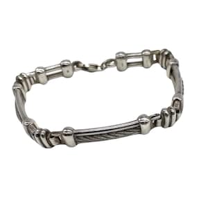 925 Sterling Silver Cable Link Bracelet Vintage Modernist