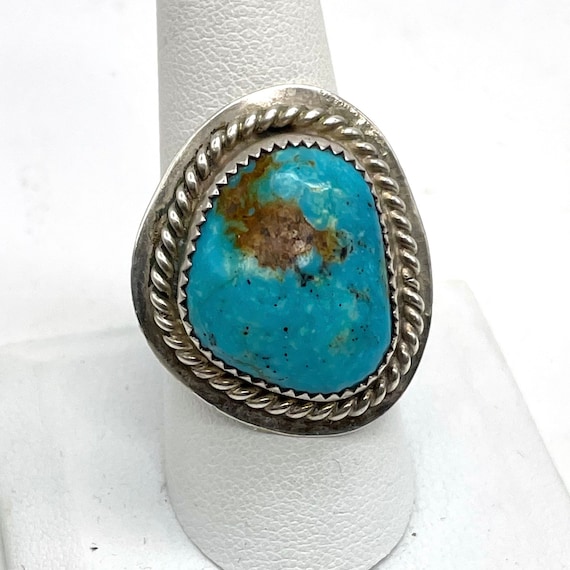 Large Royston Turquoise Ring Signed Patricia Plat… - image 1