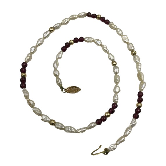 Solid 14k Gold Amethyst Freshwater Pearl Necklace… - image 9