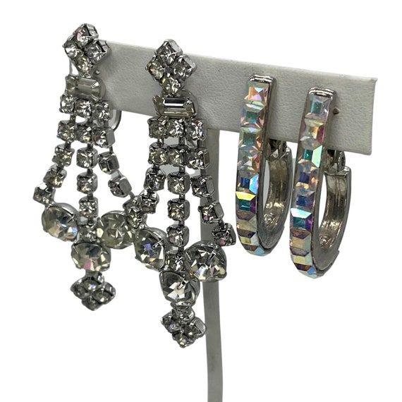 Rhinestone Hoop Earrings & Long Dangle Earrings M… - image 1