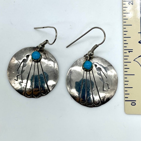 Kokopelli Turquoise Earrings in Sterling Silver /… - image 7